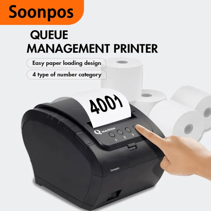 Commercial Printing Inc - Soonpos 80mm Thermo-Bondrucker für Warteschlangen-Tickets, Ein-Klick-Bedienung