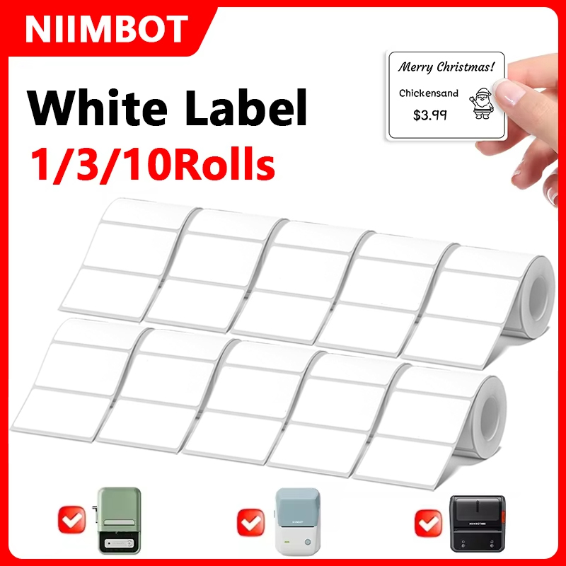 Commercial Printing Inc - Niimbot 1/3/10 Rollen weißes Thermoetikett, wasserfester