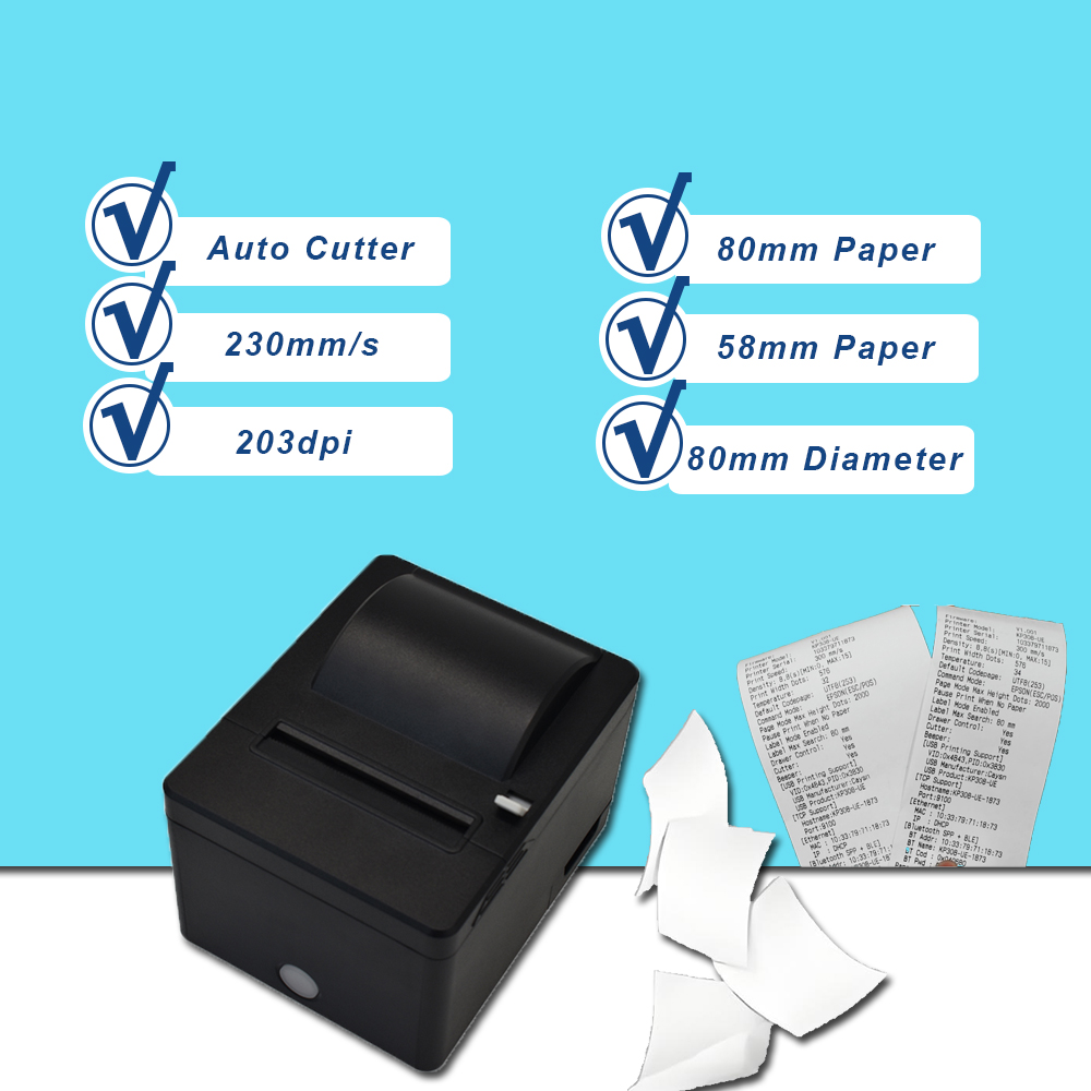 Commercial Printing Business - Drahtlose Bluetooth-Thermo-Beleg-Barcodedrucker für kleine Unternehmen, 80-mm-Rechnungsdruckmaschine